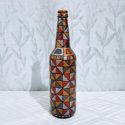 Hand painted Bottle with Dot Art for Home Decor - Bottles & Brushes