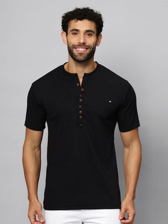 Henley Neck Cotton T-shirt