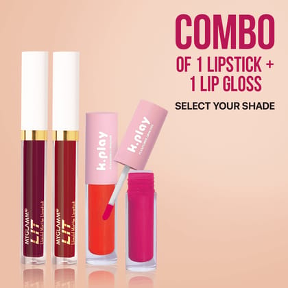 LIT Liquid Lipstick Matte Lipstick 1.6ml + K.Play Flavoured Lipgloss
