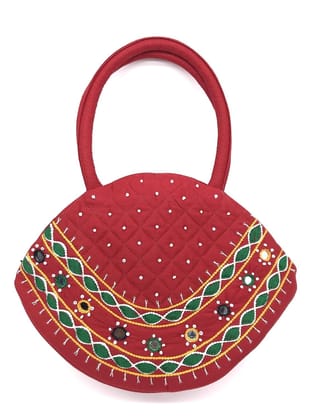 Women mini handle handbag (party red)