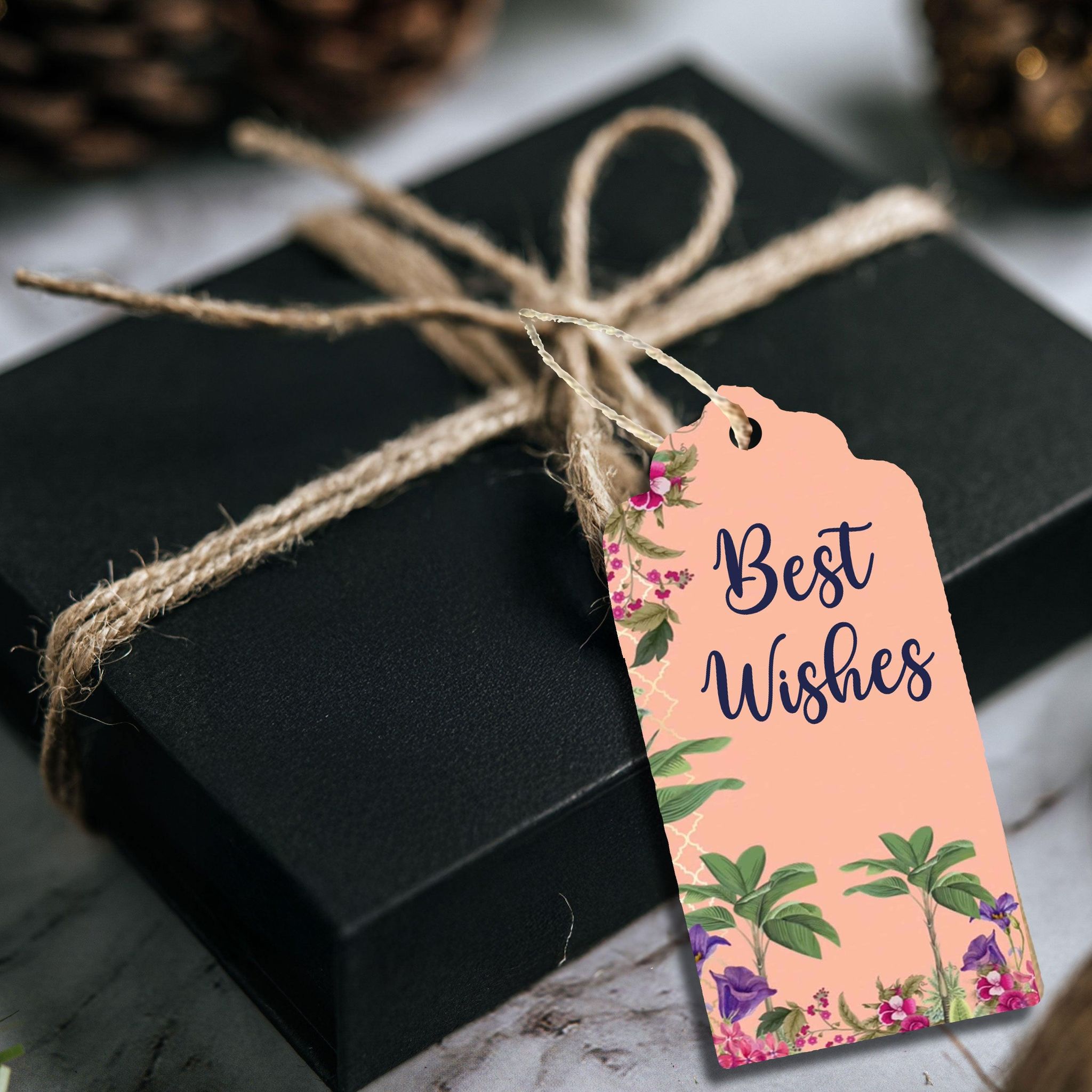 Premium Personalised Gift Tags - Peach Garden - Set of 15-Happy Diwali