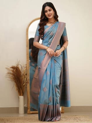 Ethnic Motifs Woven Design Zari Banarasi Saree