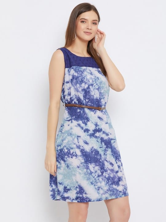Blue Tie Die Sheath Dress