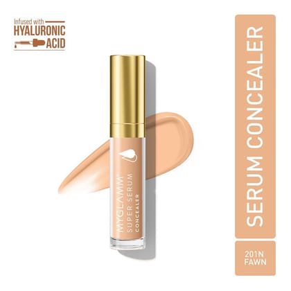 MyGlamm Super Serum Concealer - 201N Fawn | Hydrating, Serum-infused Cream Concealer With Hyaluronic Acid For Dark Circles & Blemishes (6ml)