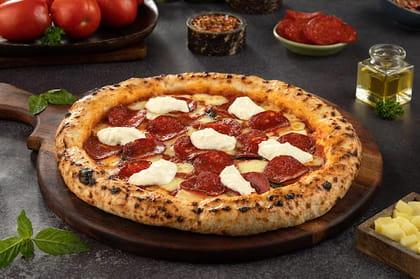 Naples - Pepperoni Pizza(Pork) With Burrata Cheese __ 4 Slice