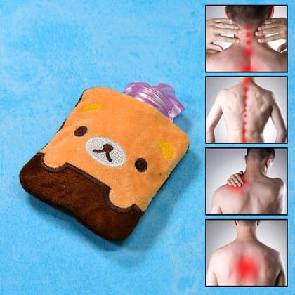 6527 Brown Panda Print small Hot Water Bag with Cover for Pain Relief, Neck, Shoulder Pain and Hand, Feet Warmer, Menstrual Cramps.