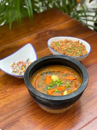 Veg Dhansak With Brown Onion Pilaf
