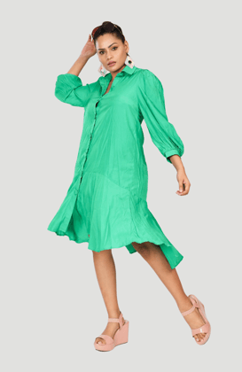 Gamora Shirt Dress - KUCAH-Medium / Parrot Green