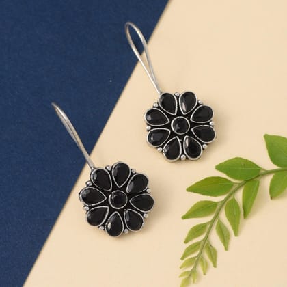 Oxidized Hook Earrings 925 Premium Silver Plated | Sarichka-Black