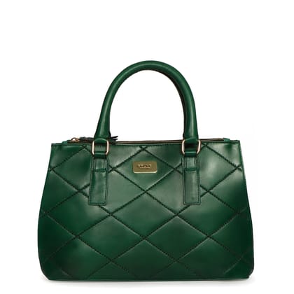 Medium Green Diamond Stitched Ladies Handbag-Medium