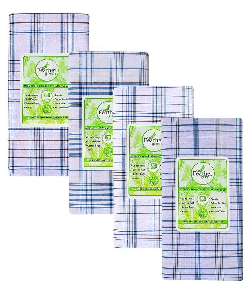 Feather Green Multi Lungi PAck of 4 - Free size