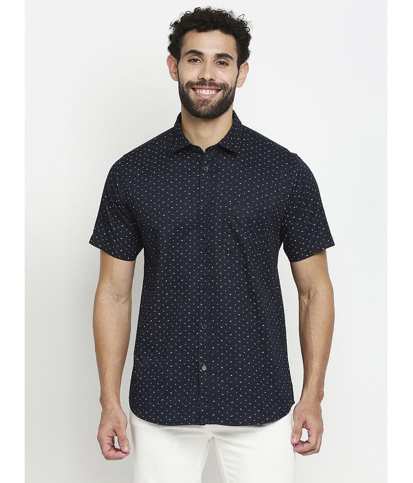 Solemio - Navy Blue 100% Cotton Slim Fit Mens Casual Shirt ( Pack of 1 ) - None