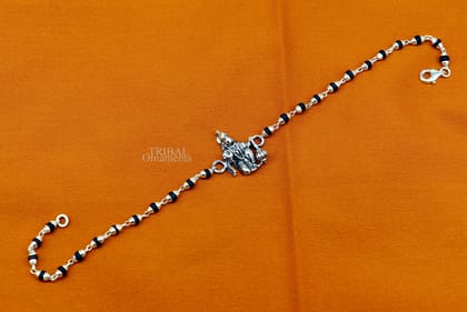925 Sterling silver customized beaded 'Hanuman' Rakhi or bracelet. best gift for your brother's for special personalized gifing rk192-6.