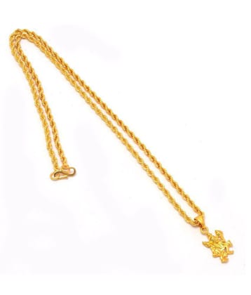 Jewar Mandi Lord Hanuman Ji Gold Plated Locket/Pendant with Rope/Rassi Chain Daily use for Men, Women & Girls, Boys - Golden