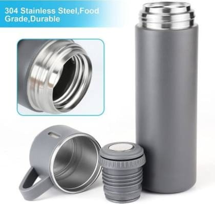 Double Wall Stainless Steel Thermo Vacuum Insulated Bottle Water Flask Gift Set with Two Cups Hot & Cold (Assorted Color)