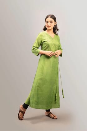 Tisser Cotton Silk Kurti With Hand Embroidery