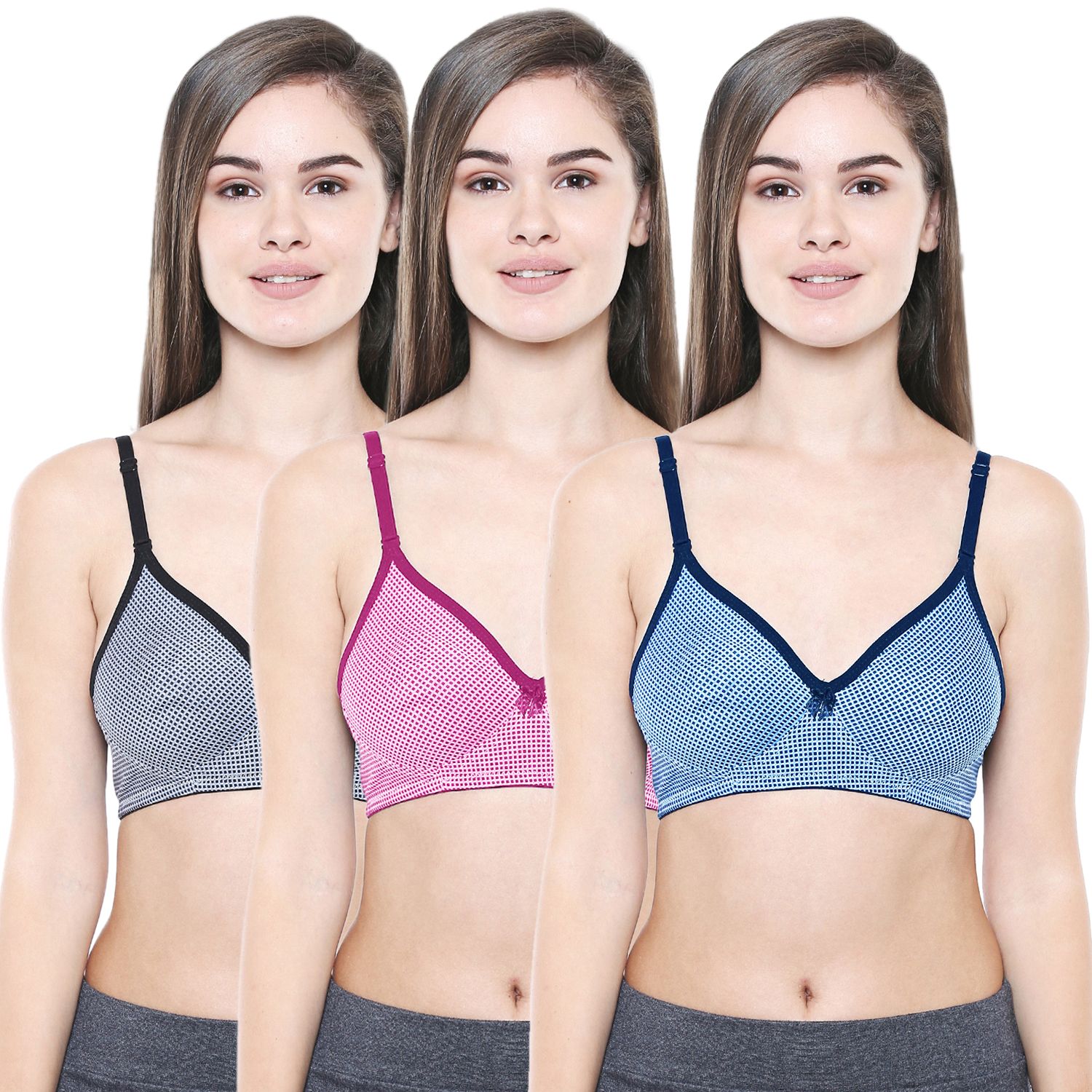 Bodycare Polycotton Non Padded Non wired Regular Bra-Pack of 3