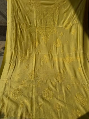 Pure Muslin kurti Length unstitched - Yellow-Yellow / Free Size / Muslin