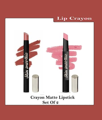 SKIN SMOOTHIE Matte Finish, Longwear Lip Crayon ,Nude Brown & berry , 2.5 (g),Pack of 2