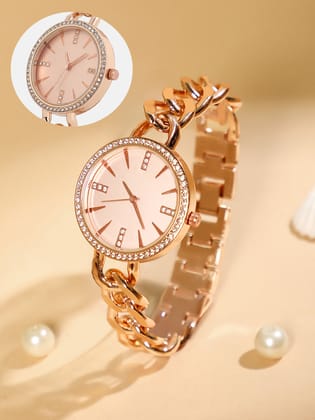 The Chainlink Gem Round Watch - Rose Gold-Watches
