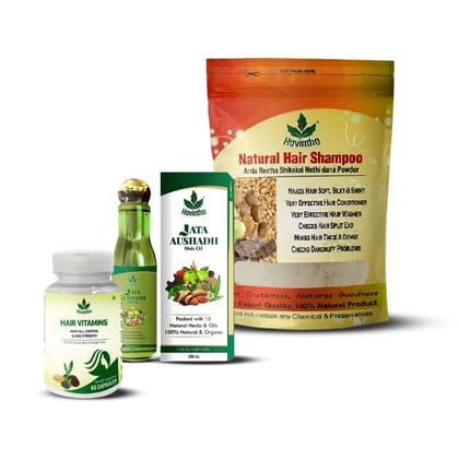 Havinth's Hair Combo Pack of Natural Hair Shampoo, Jata Aushadh Hair Oil and Hair Vitamin