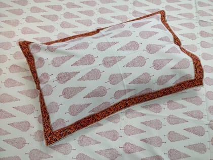 Red-Multicolor Handblock Printed Cotton Double Bedcover with Pillow Covers (Set of 3) - Jaipur Handblocks