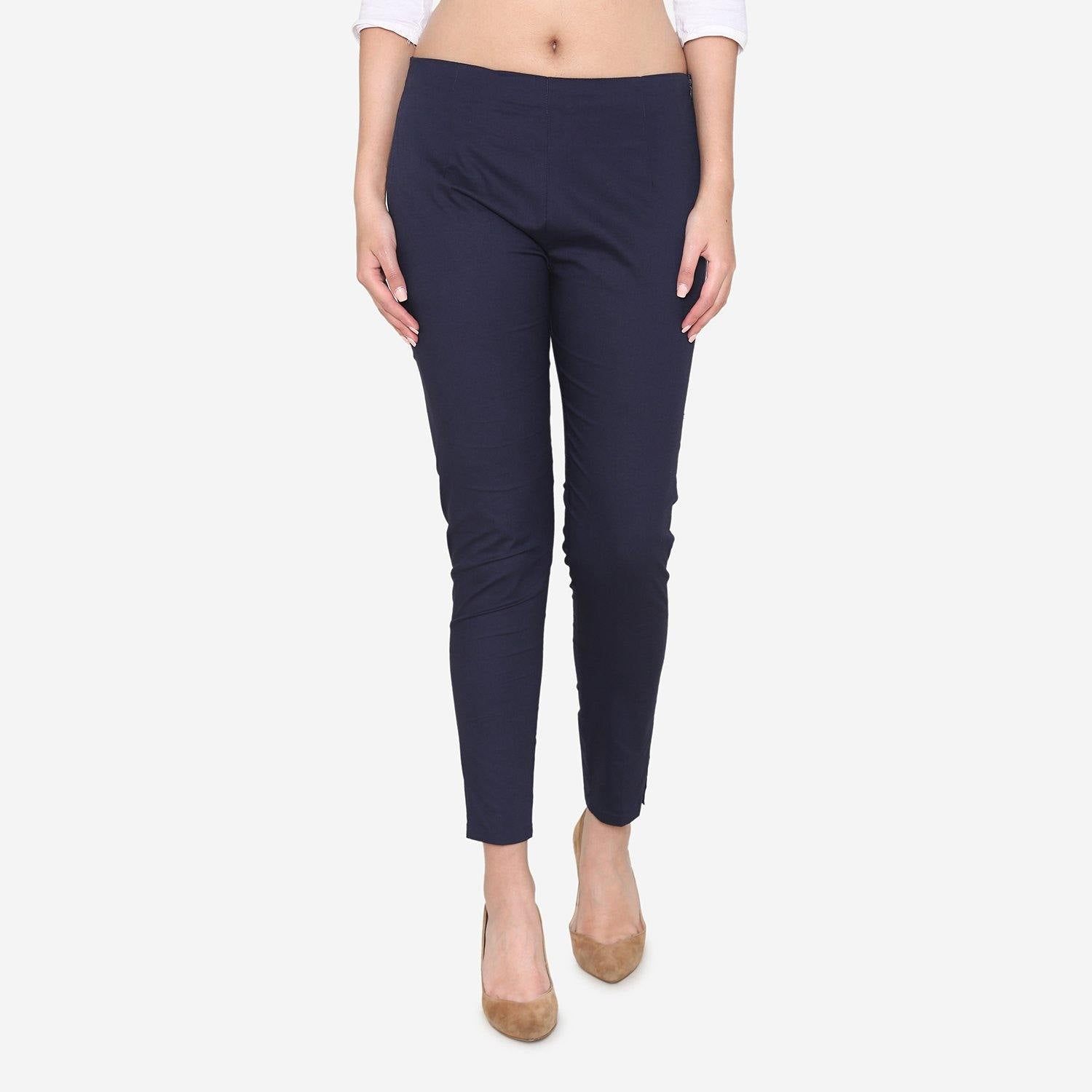 Women's Cotton Formal Pants - Navy Navy 4XL