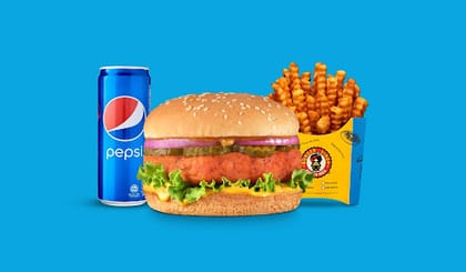 Chunky Paneer Pandey Burger Combo __ Classic Salted Fries (Regular),Pepsi Can