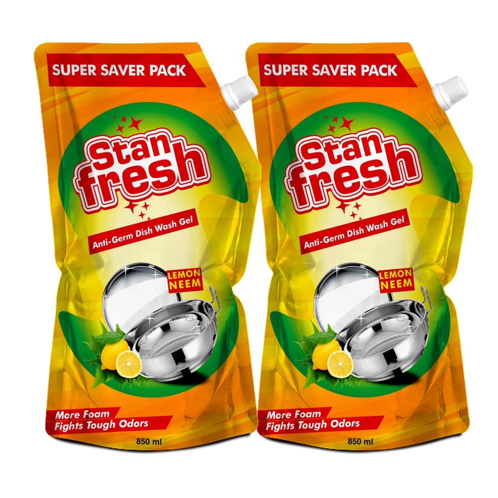 Stanfresh Anti-Germ Dishwash Gel - Lemon Neem 850ml (Pack Of 2)