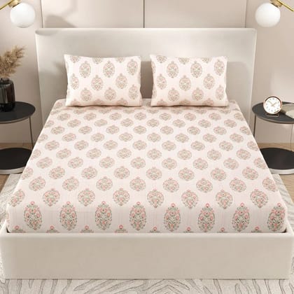 Cotton Blend Elastic Fitted King Bedsheet with 2 Pillow Covers (BUY1 GET1 FREE)