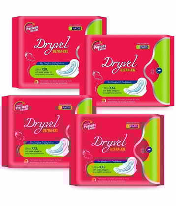 Dryvel Ultra Sanitary Pad for Women XXL with Wide Wings For All Day Protection 30 Pads ( Pack of 4)