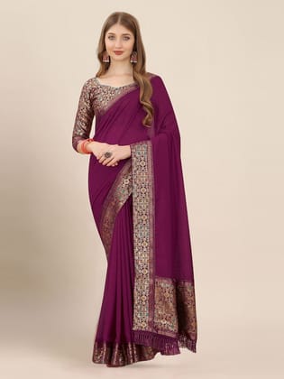Woven Design Border Detail Zari Tissue Saree
