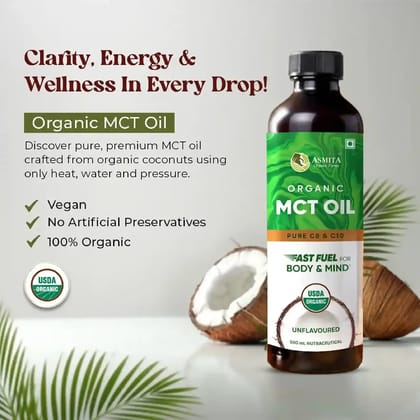 Organic MCT Oil | C8 60% | C10 40% - 500 ml-500 ml