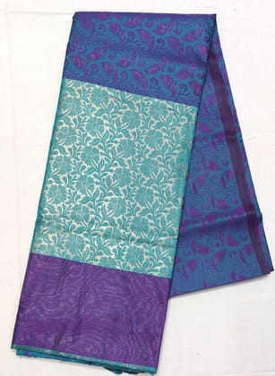 AFSARA SAREES Banarasi silk saree with blows peace (Purple and Safayer)