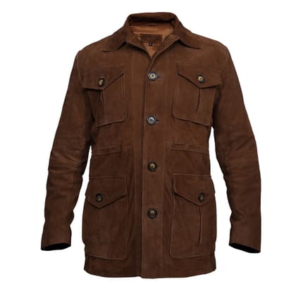 Safari Brown Goat Suede Leather Jacket-S