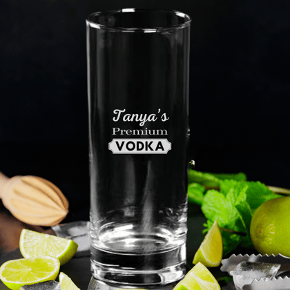 High Ball Glassware Personalized Vodka Tall Glass Engraved with Name-1 UNIT