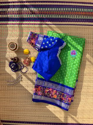 Pure silk with petite embroidery paired with embroidered Blouse-XS