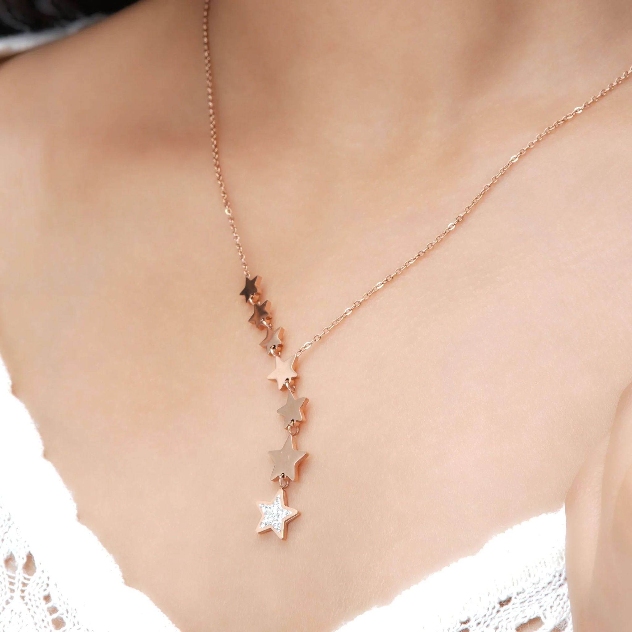 Fairy Stars Rosegold Plated Necklace