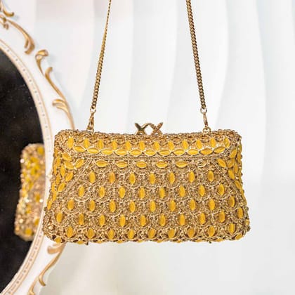 Crystal Delicacy Clutch Bag-Yellow