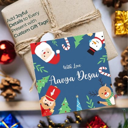 Personalised Christmas Gift Tags -Peek a boo- Set of 10-Lots Of Love / Flat Cards With Ribbons