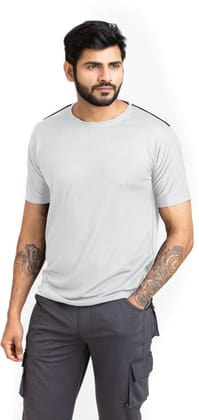 Solid Men Round Neck with Cool Rush Technology Men Solid Round Neck Polyester White T-Shirt