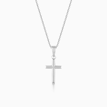 Silver Blessed Holy Cross Pendant with Link Chain