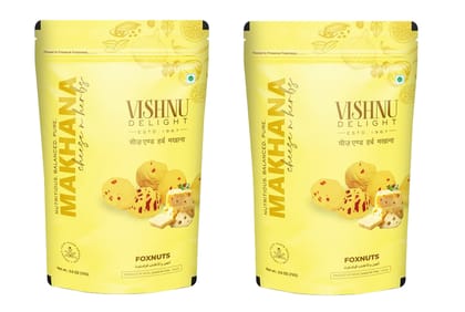 Vishnu Delight Flavoured Cheese & Herbs Organic Makhana Jar, 60g Each Pack of 2 - Nutritious, Tasty, and Sustainably Sourced Fox Nut Snack