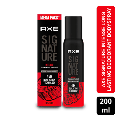 Axe Signature Intense 48H Dual Action Body Deodorant Spray - Long Lasting, No Gas, For Men, 200 ml Can