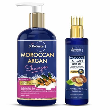 Moroccan Argan Shampoo 300ml + Argan Hair Oil With Comb Applicator 150ml