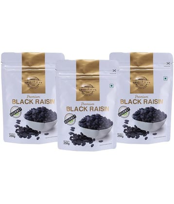 KHARAWALA''s Afghan Black Raisin with Seed Pack of 3 (250 gms each)