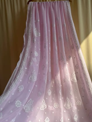 Georgette Chikankari saree in Pink-Pink