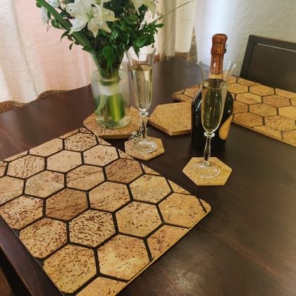 Cork Dinner Table set of Coasters, Trivets, Placemats - 4 each