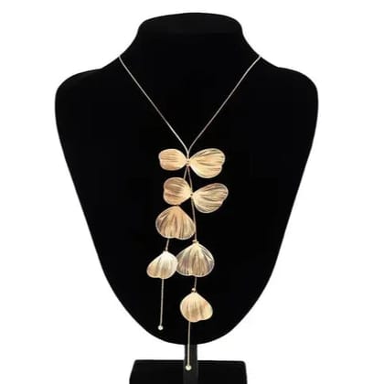 Leaf Floral Pendant Korean Tassel Neckpiece (Golden)