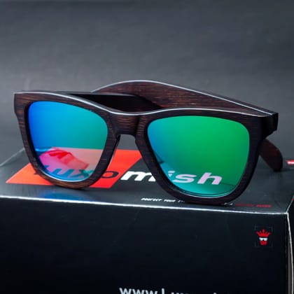 Luxomish Full Wooden Premium Polarized Sunglasses Green Lens